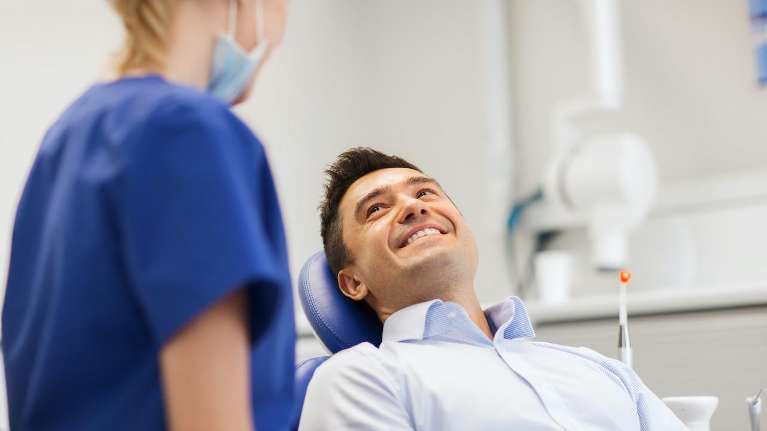 A male patient getting ready for a cosmetic dentistry in Randolph, NJ 