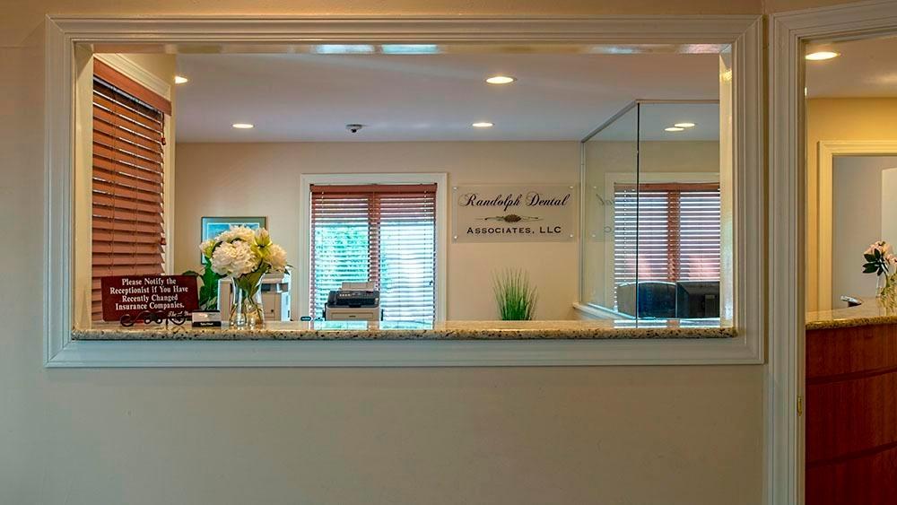 front desk area at randolph dental associates